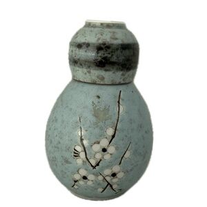 Saki flask and cup, Ocean Blue Floral cherry blossom 9oz